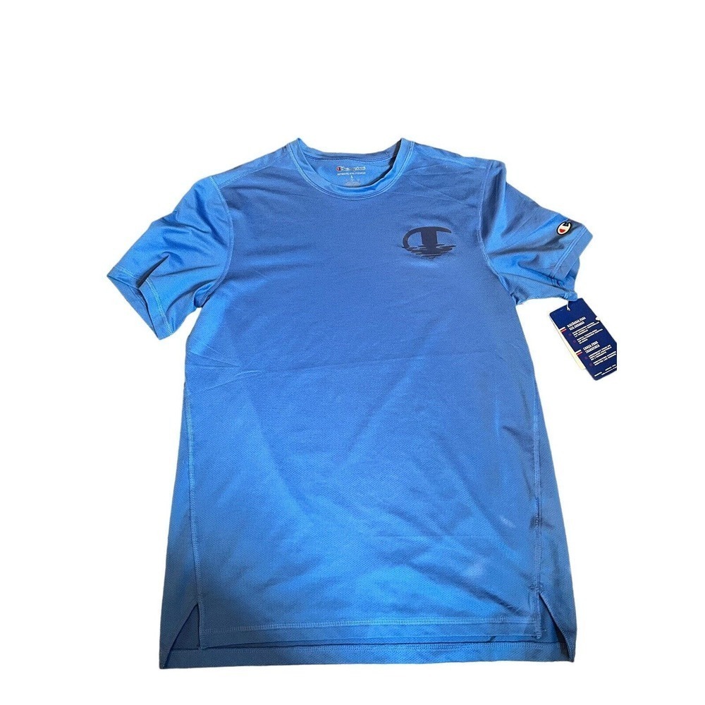 NWT Champion C Logo Blue Short Sleeve Sports Tee T Shirt Size Small Men’s